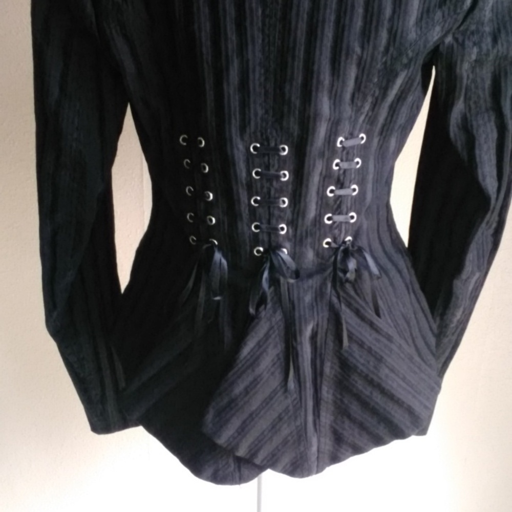 Just Cavalli Black Pinstripe Lace-Up Waist Blazer Absolutely Stunning!!!! - Picture 9 of 9